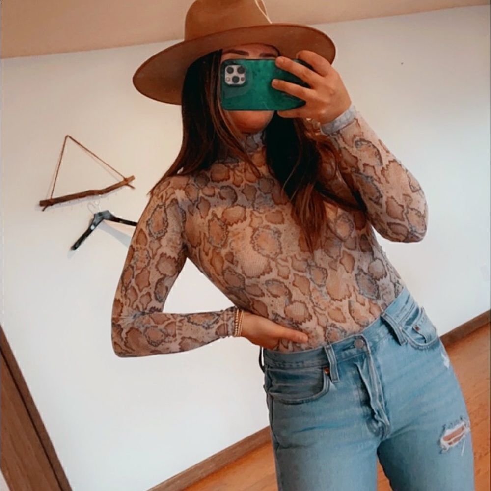 Snake  print sheer top